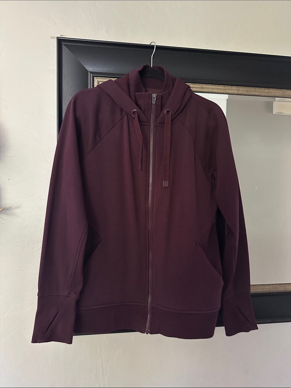 Athleta Maroon Full-Zip Hoodie Sweatshirt | Large